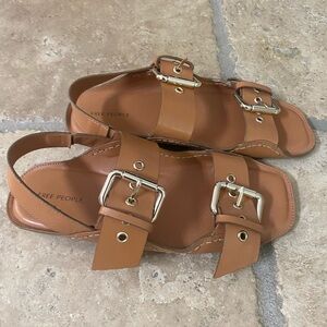 Free People Tan Buckle Sandals
